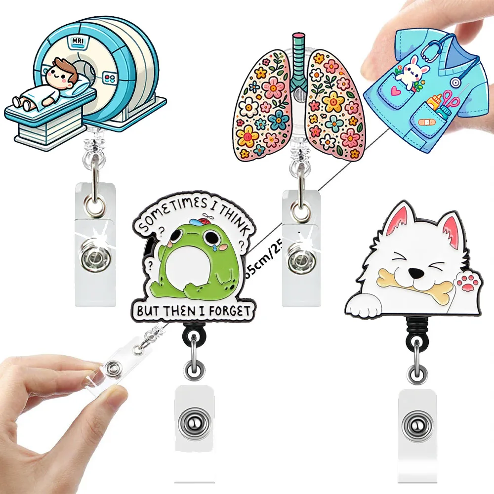 Creative Animal Acrylic Dog Easy Pull Buckle Rotating ID Buckle Doctor Nurse Medicine Box Lung Instrument CT Scalable Badge Clip