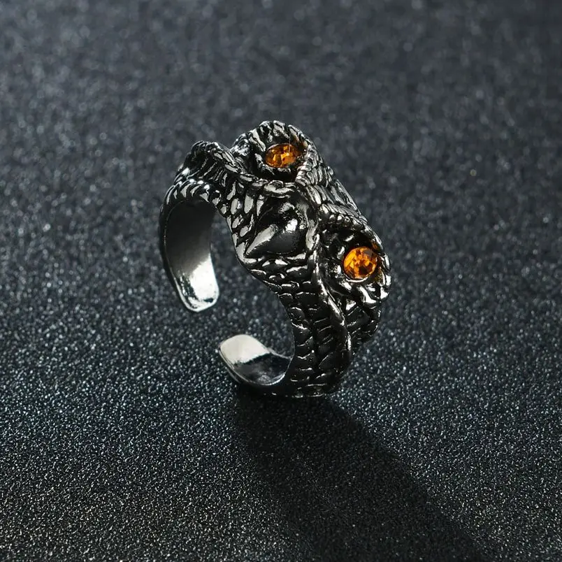Trendy Yellow Eyes Silvery Color Owl Rings For Women Wedding Statement Jewelry Vintage Antique Rings Joyas De Plata