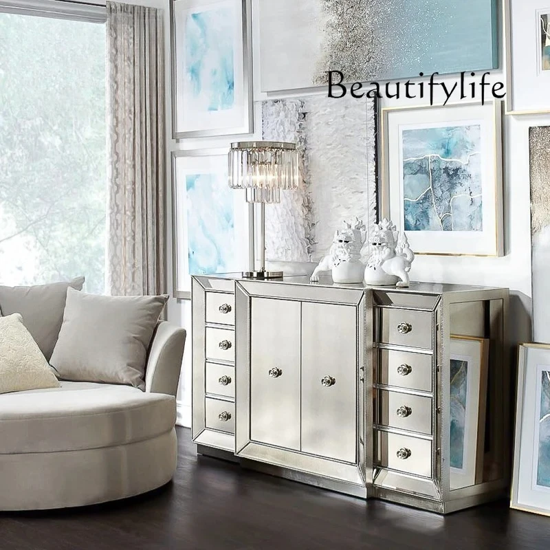 

living room partition , side cabinet, mirror furniture, neoclassical European glass porch cabinet, foyer cabinet,