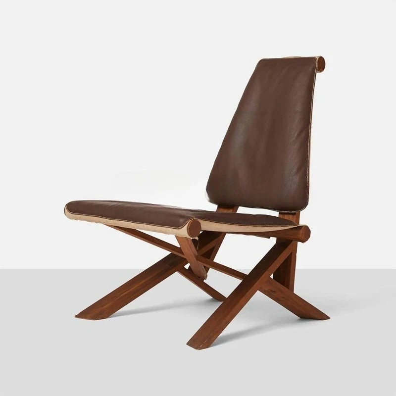 Home Living Room Guest Chair Creative Solid Wood Sofa Chair Retro Homestay Leisure Chair