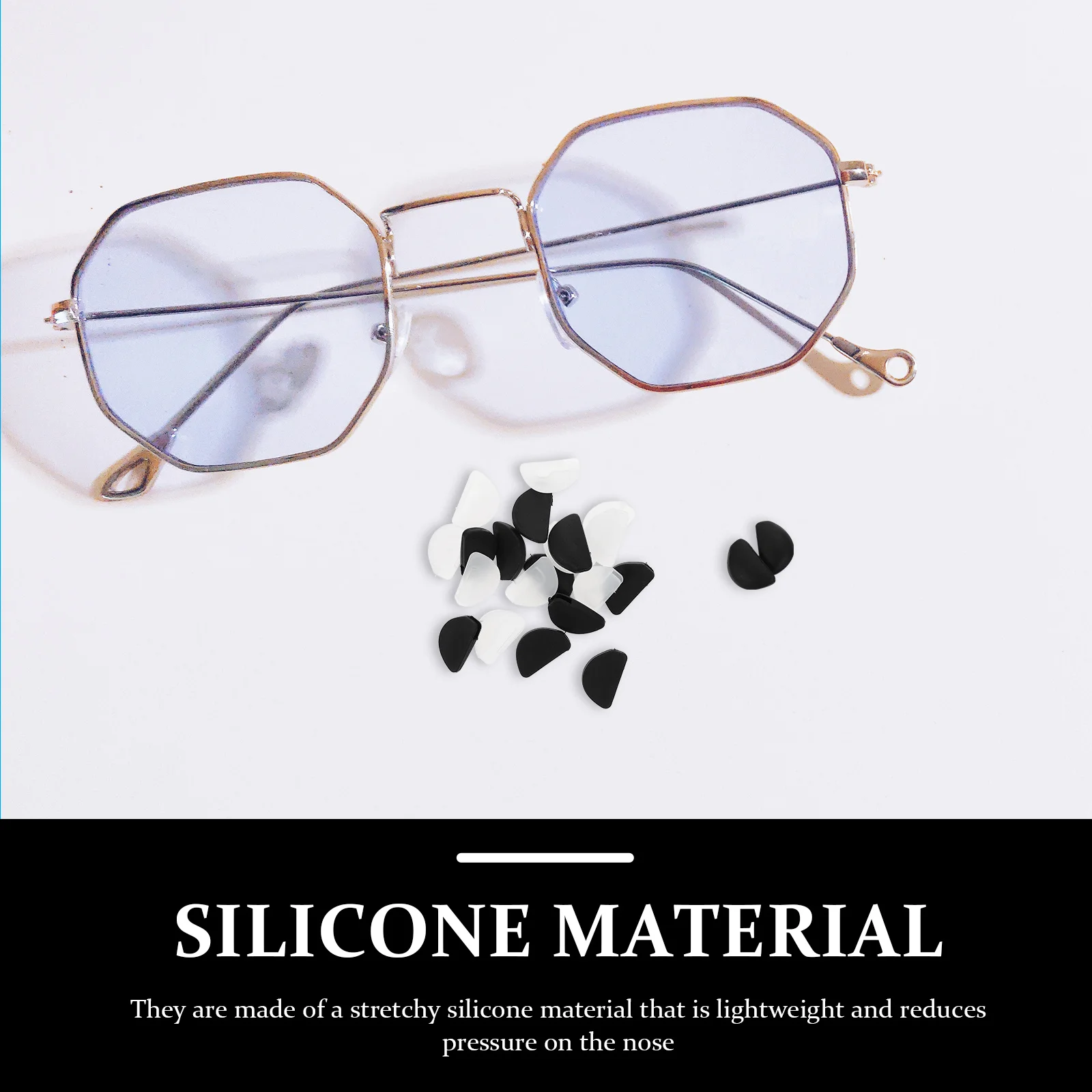 

20Pairs Comfortable Silicone Nose Pads D-Shape Non-Slip Eyeglass Nose Protectors Suitable for Most Frame Types
