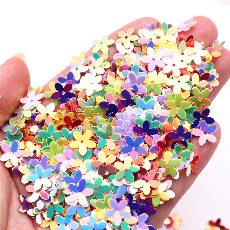 10mm Five Finger Flower Glitter Sequins Pvc Cup Loose Sequin Confetti Paillettes for Sewing Craft Finding Lentejuelas Para Coser