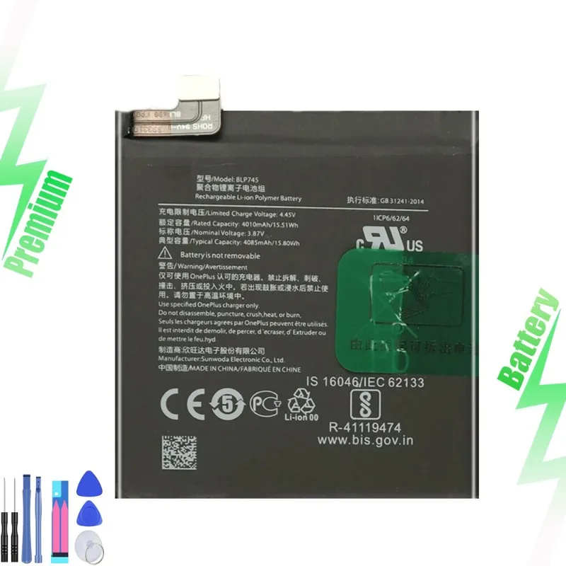 

New Replacement Battery BLP699 for OnePl 7 Pro GM1917 4000mAh + Tool Kit 1 Piece -