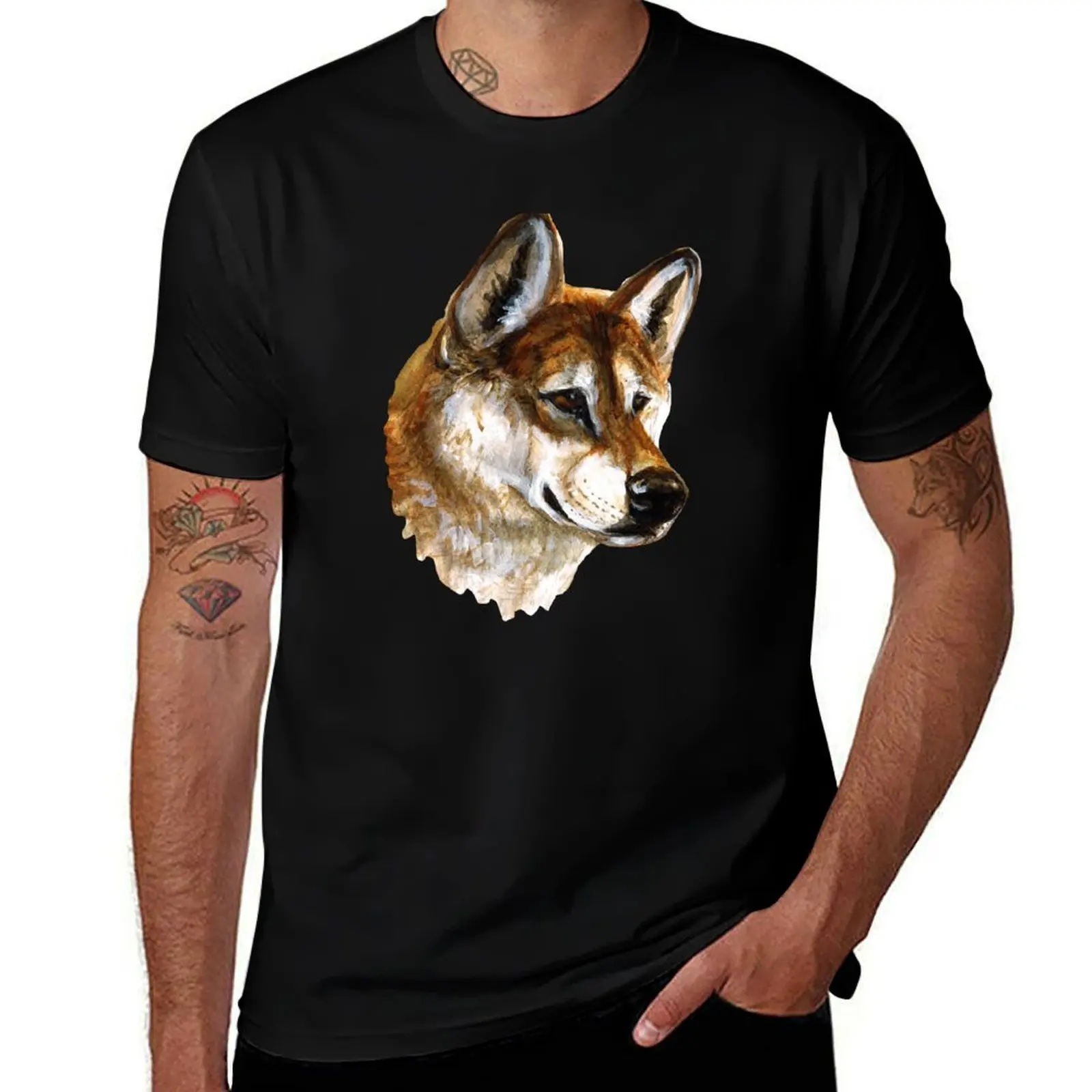 Totem Australian dingo T-Shirt Fashion Pattern Printed Tee Shirt