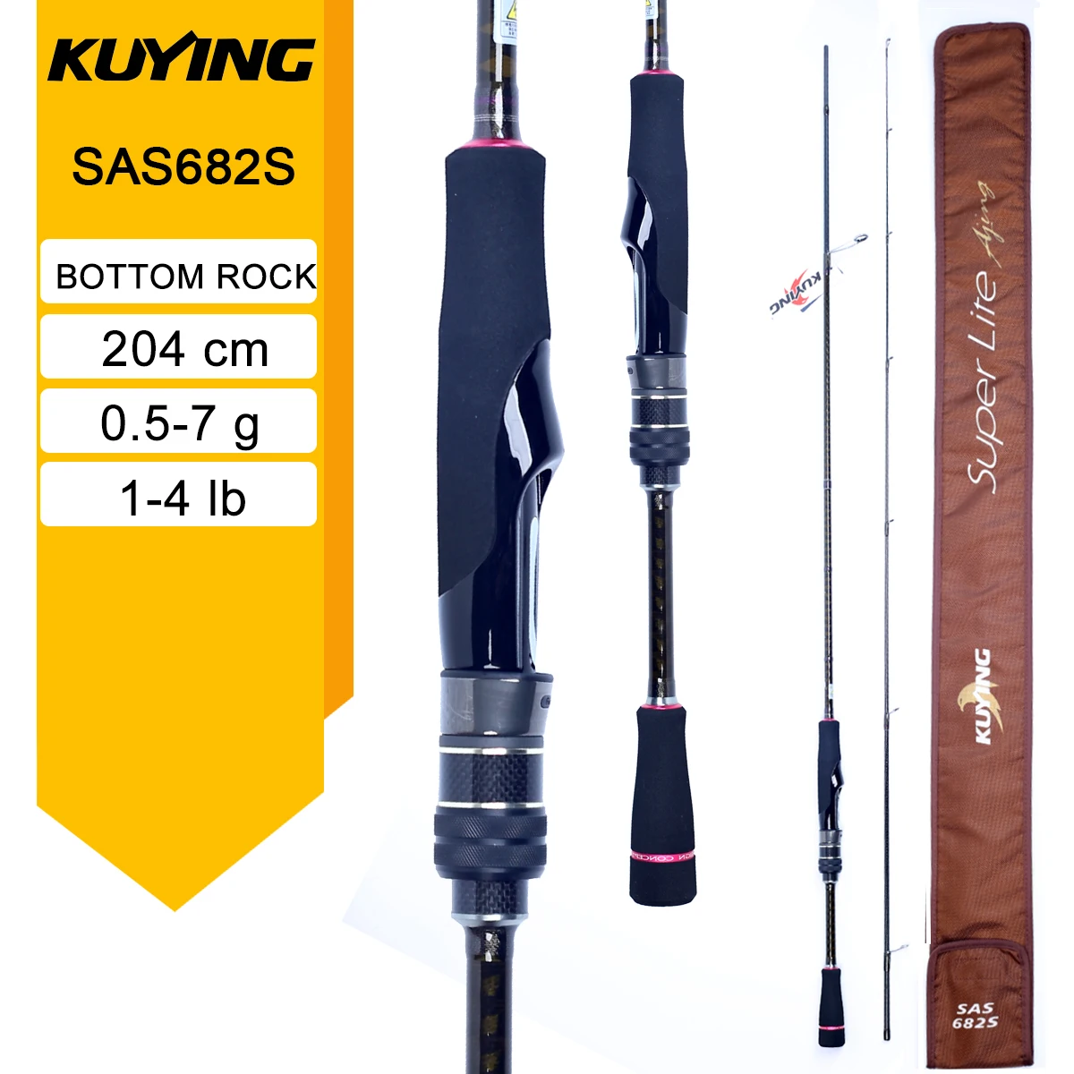 KUYING SUPERLITE Ajing Bottom Fish 6'8" 7'6" 7'7" 8'6" Vissen Lokken Hengel Casting Spinning FUJI Onderdelen Power X Carbon Light Rock