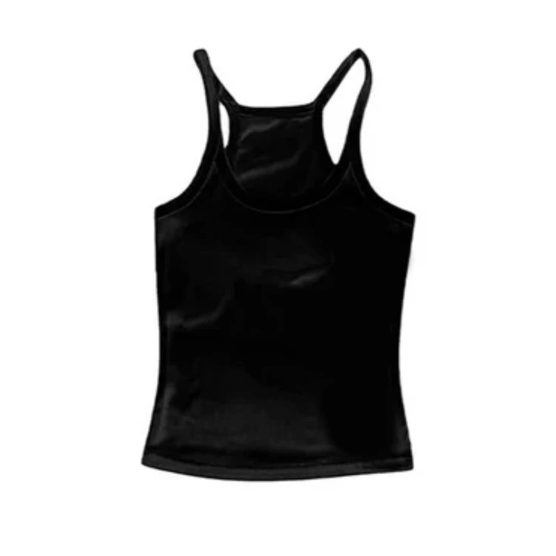 شخصية بسيطة بلون مطاطا U الرقبة مريحة ضئيلة سترة الكورية الصيف الشارع مثير الحلو حمالة عارضة خمر أعلى #1