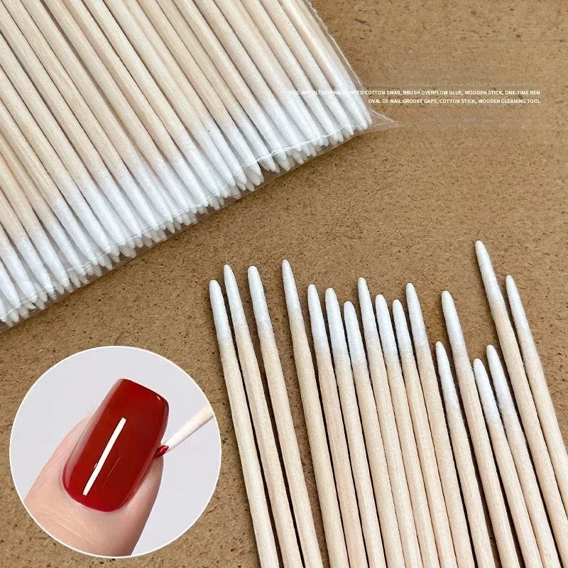 200Pcs Nail Cleaning Swabs Double End Ultra Fine Tip Disposable Stick For Cuticle Gap Nail Polish Overflow Removal Tool