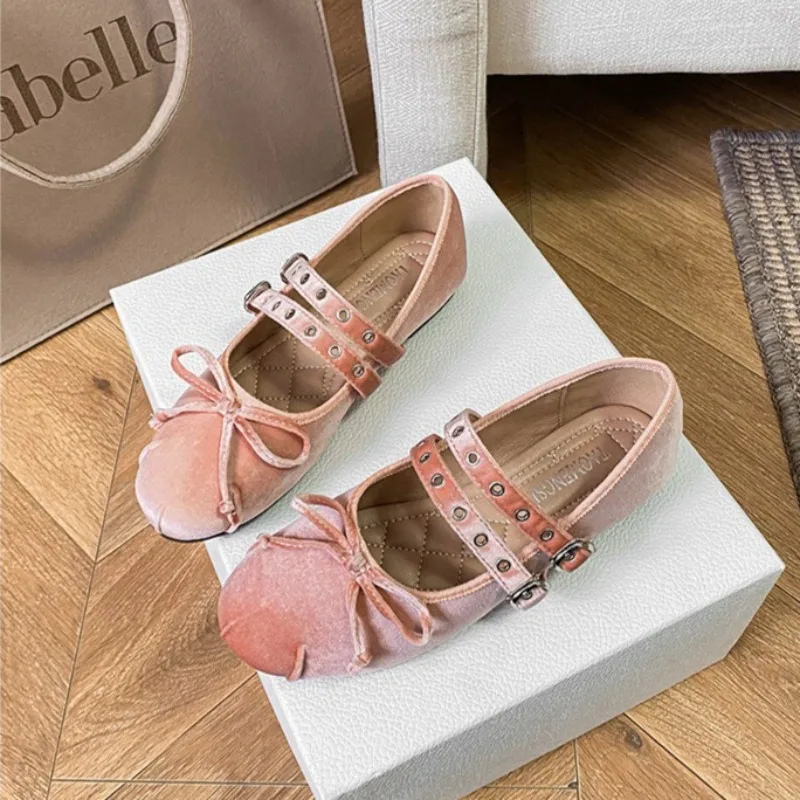 

Retro Women's Mary Jane Shoes Exquisite Suede Casual Shoes for Woman Fashion Bow Ballet Flats Shoes Designer Shoes Zapatos Mujer