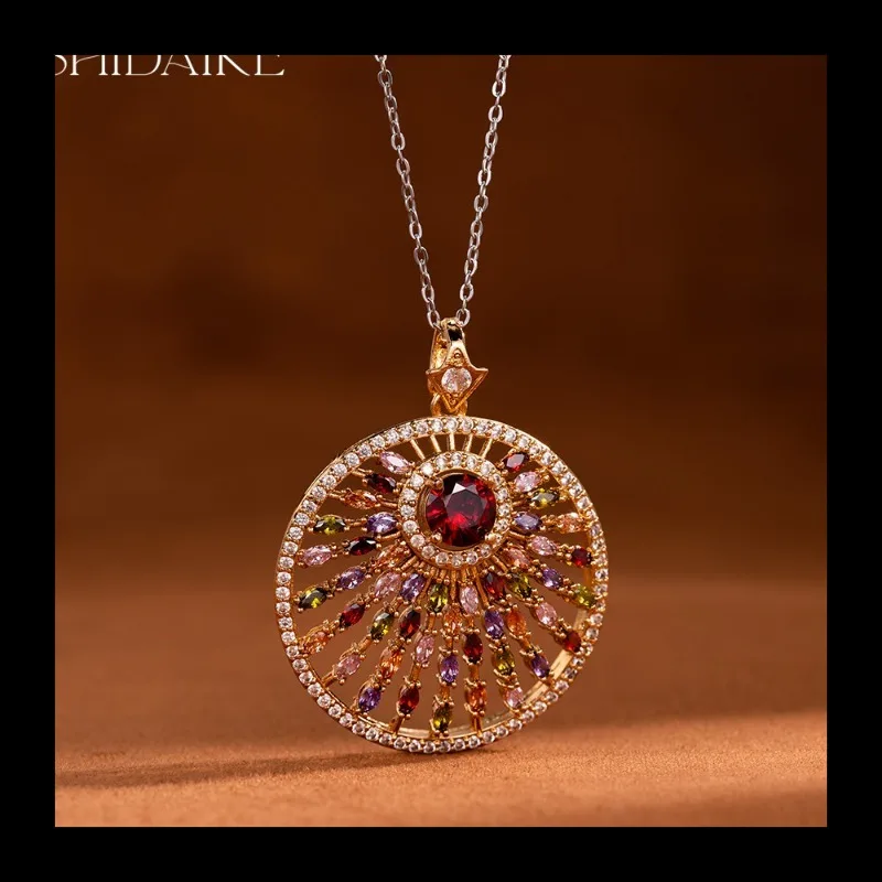 Popular Middle East New Colored Flower Zircon Pendant Fashion Factory Direct Supply Temperament Retro