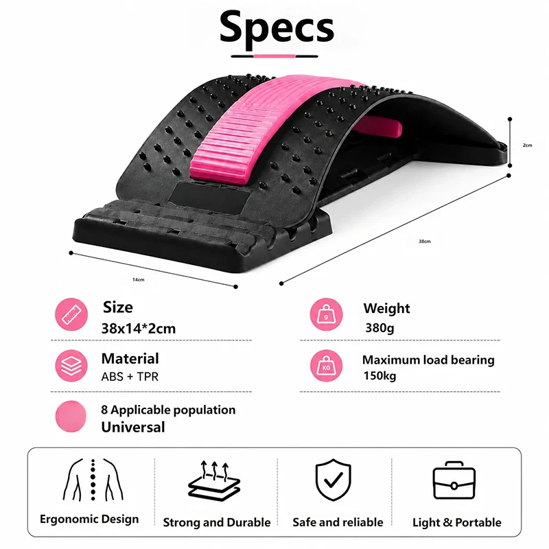 Lumbar Stretcher Back Cracker Spine Deck Acupressure Massage Custom Color Lower Back Pain Relief