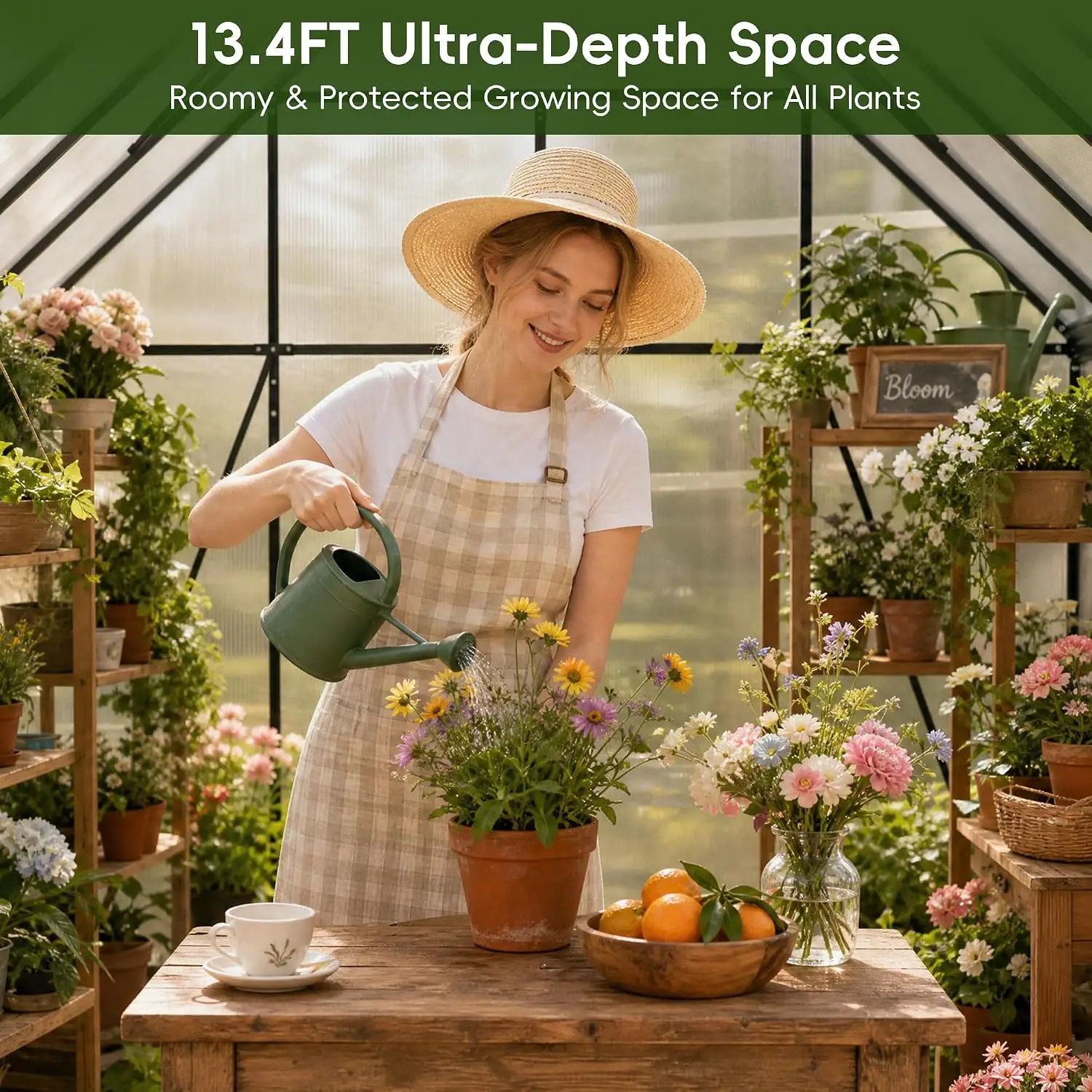 8x14FT Aluminum Polycarbonate Greenhouse Heavy Duty Outdoor Garden Plant Grow House, Customized