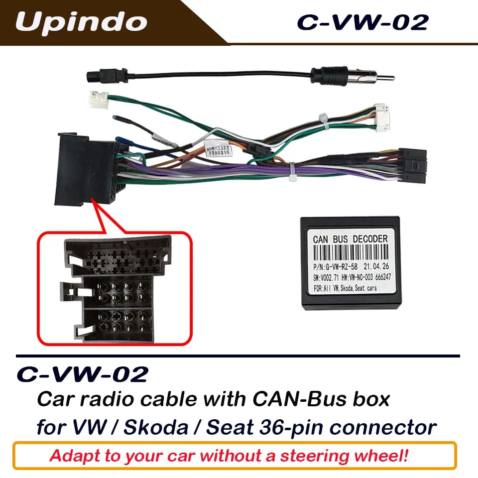 

Car Android head unit Wiring Harness with CANBus Adapter Cable Power Connector Socket for Volkswagen Lavida Bora VW Jetta Passat