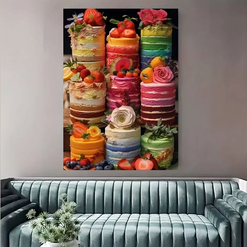 1000ピース パズル - いちご、ブルーベリー、バラを使ったリアルな層状ケーキ - 鮮やかな色（ピンク、イエロー、グリーン、オレンジ、P）