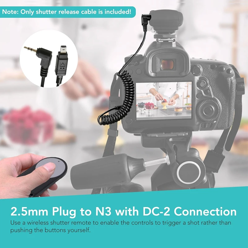 2.5มม.-N3/MC-DC2รีโมทคอนโทรลชัตเตอร์เชื่อมต่อสายเคเบิลสำหรับ Nikon D7500 D7200 D5600 D5500 D3300 D750พิกเซล D610 TW-283 T3 T8
