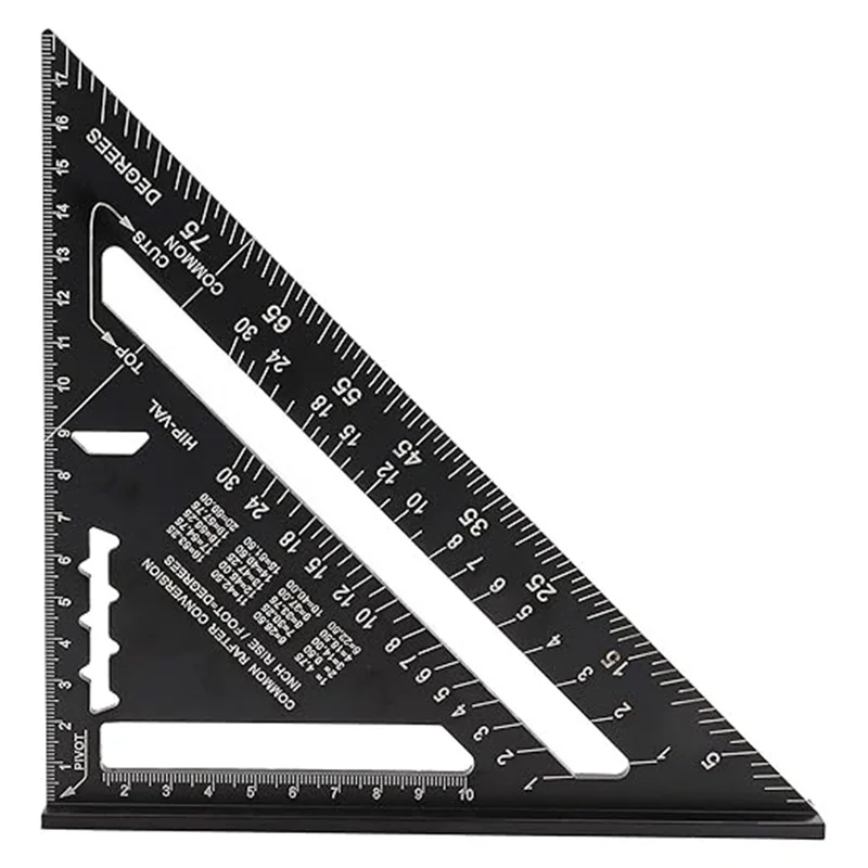 7inch 12 inch Woodworking Measurement Tool Metric Aluminum Alloy Triangle Angle Ruler Protractor Quick Read Square Layout Gauge