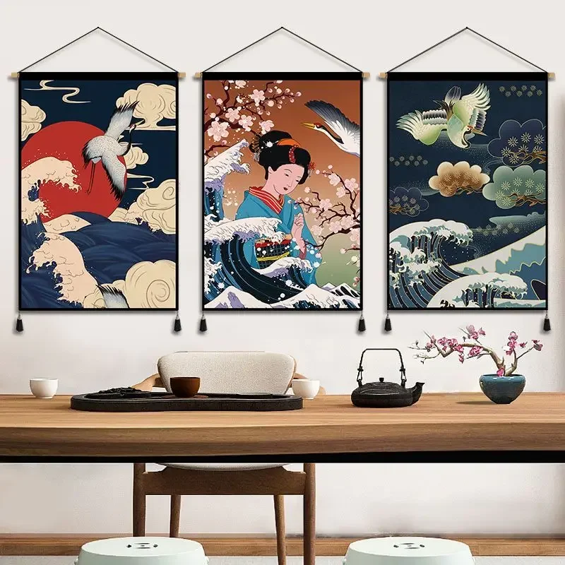 

Japan Style Scroll Paintings Living Room Bedroom Room Decor Aesthetic Tapestry Wall Hanging House Decoration Wall Art Poster