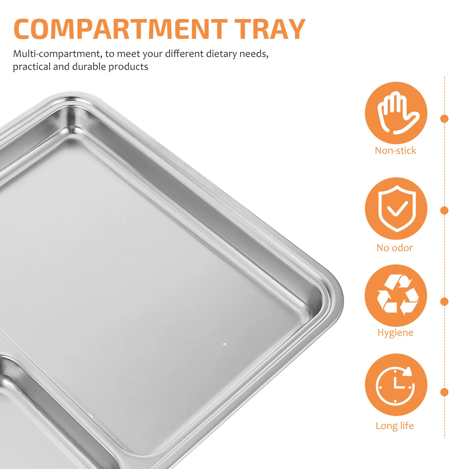 

Stainless Steel Divided Multi Compartments Food Serving Tray Korean Buffet Plate Breakfast Storage Dumpling Tableware Household