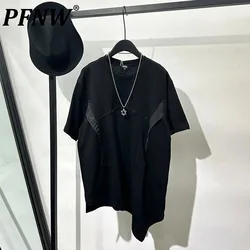 PFNW Men's Summer Patchwork Irregular Short Sleeved T-shirt Handsome Niche Designer Darkwear Breathable Male Cool Tops 21Z4398