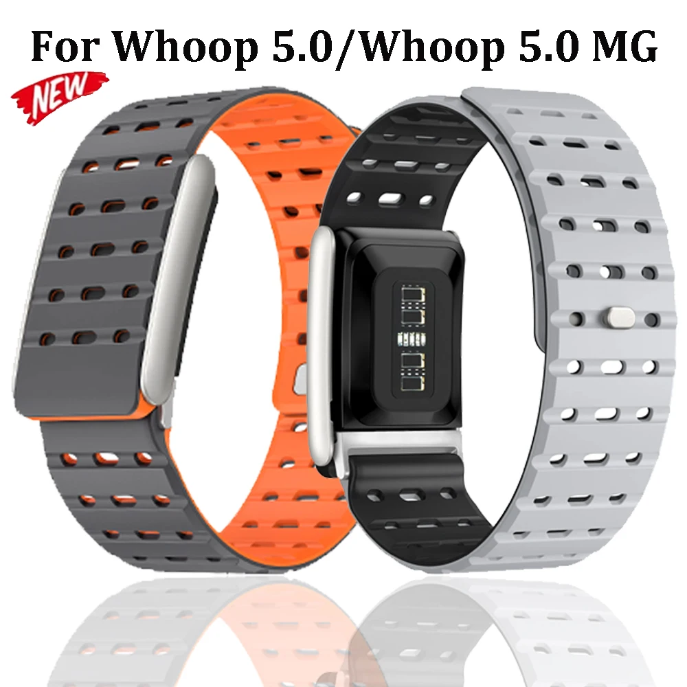 

Силиконовый ремешок для Whoop 5,0, браслет из магнитного сплава Zine, спортивный дышащий ремешок с металлической головкой для Whoop 5,0, MG, аксессуары Correa