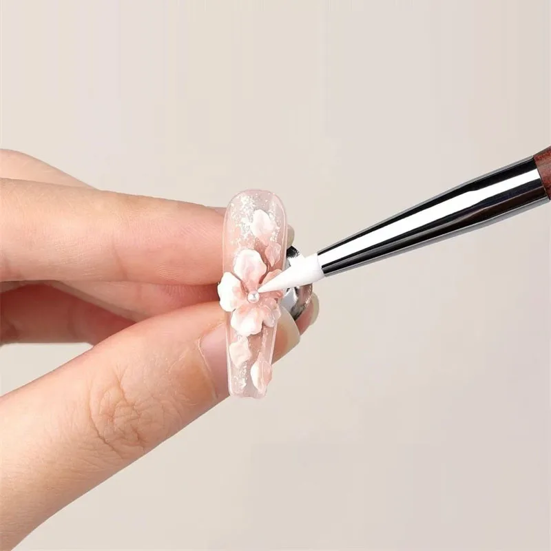 1/2/3 Stuks Double-Ended Siliconen Druk Pen Bloem Schilderij Borstel Spatel Poly Nail Gel Pen manicure Tip Uitbreiding Carving Pen