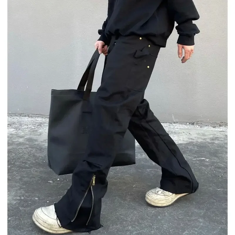 Men Slim Jeans Korean Fashion Zipper Casual Pants Black Trendyol Cargo Trousers Punk Streetwear Man Harajuku Denim Y2k Hip Hop