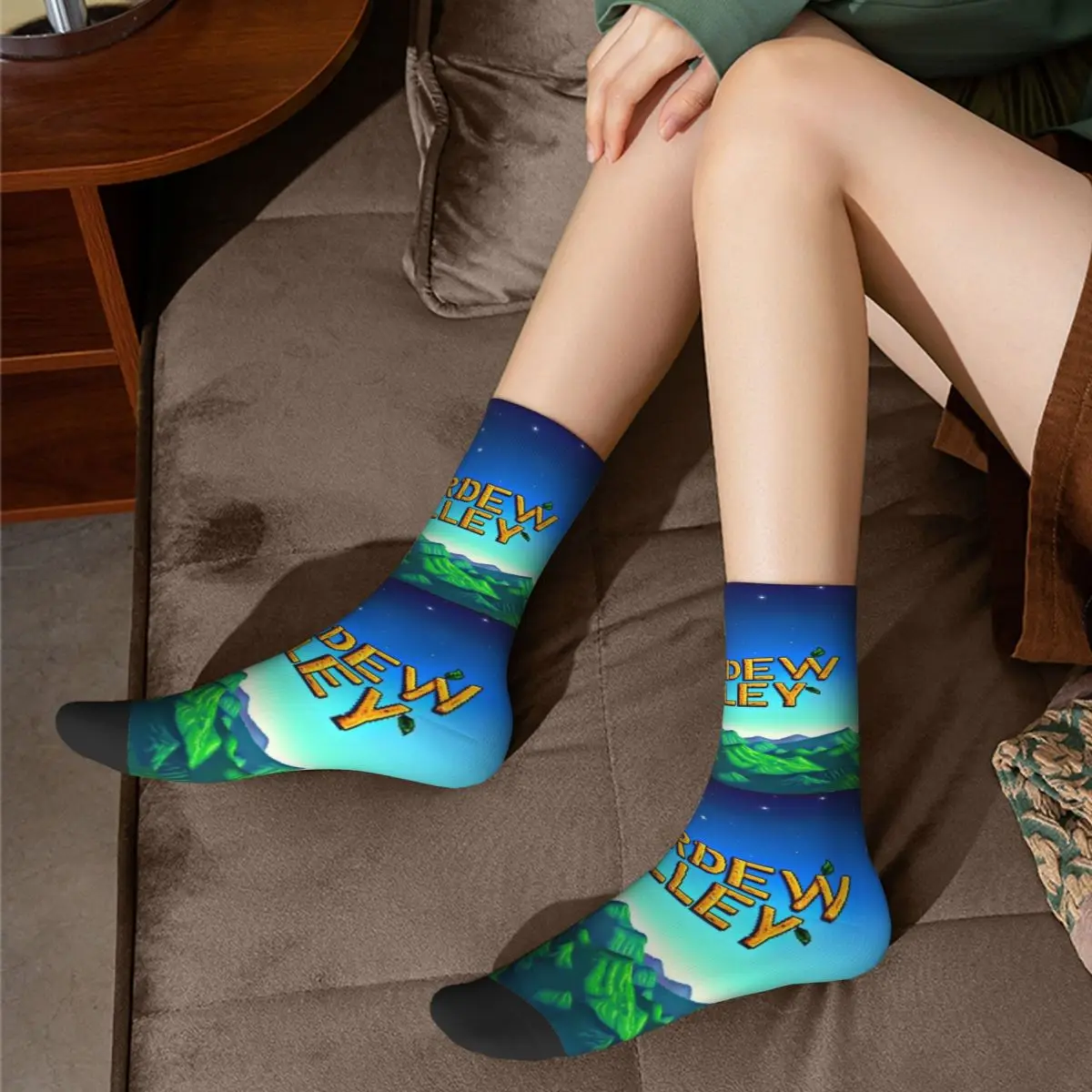 Fashion Stardew Valley Logo Sports Socks Farming RPG Game Polyester Crew Socks for Unisex