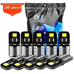 DXZ 200PCS W5W LED T10 LED Bulbs Canbus 168 194 2-SMD White Car Interior Dome Map Light Parking Lights Error Free Auto 12V 6000K