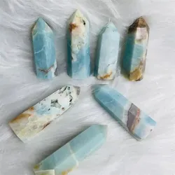  Natural Blue Amazonite Quartz Tower Crystals Point Sky Blue Crystals Wand Crystal Healing Stone