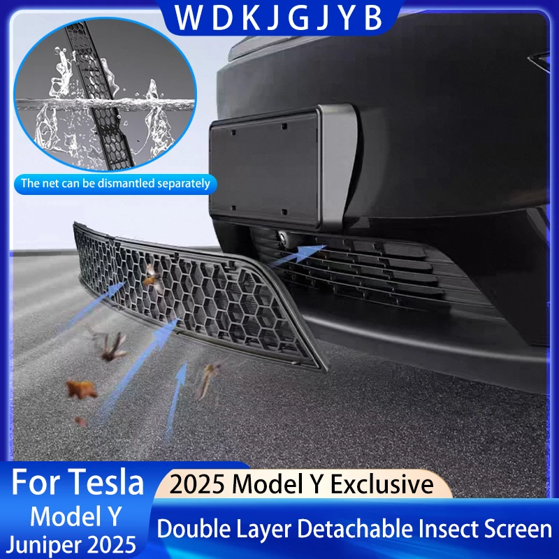 

For Tesla New ModelY Juniper 2025 Double-layer Detachable Invisible Insect Screen Original Car Split Detachable Insect-proof Net