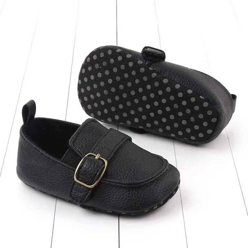 0-18M Baby Girls Shoes Black First Walker Infant Winter Unisex Booties Peas Infant PU Leather Baby Shoes Soft Bottom Baby