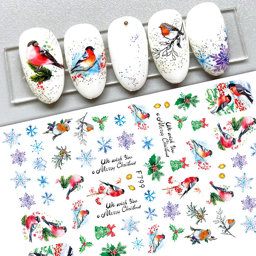 Winter kerst nagelstickers, feestelijke sneeuwvlok en vakantieontwerpen stickers voor gemakkelijke nagelkunst