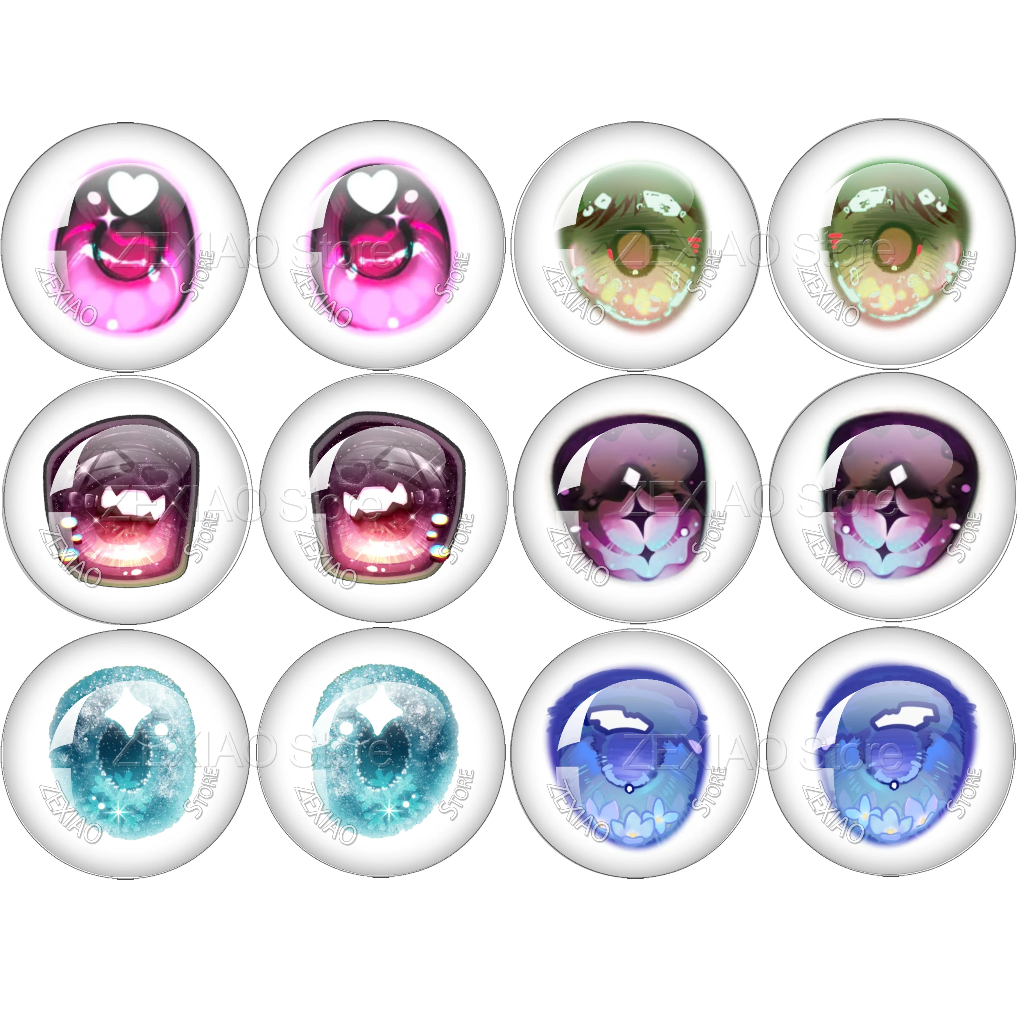 6Pairs Blythe Doll Eye Chips Various Patterns Styles Glass Cabochon Eyes Doll Eyes Chips DIY Jewelry Making Suppliers MS004