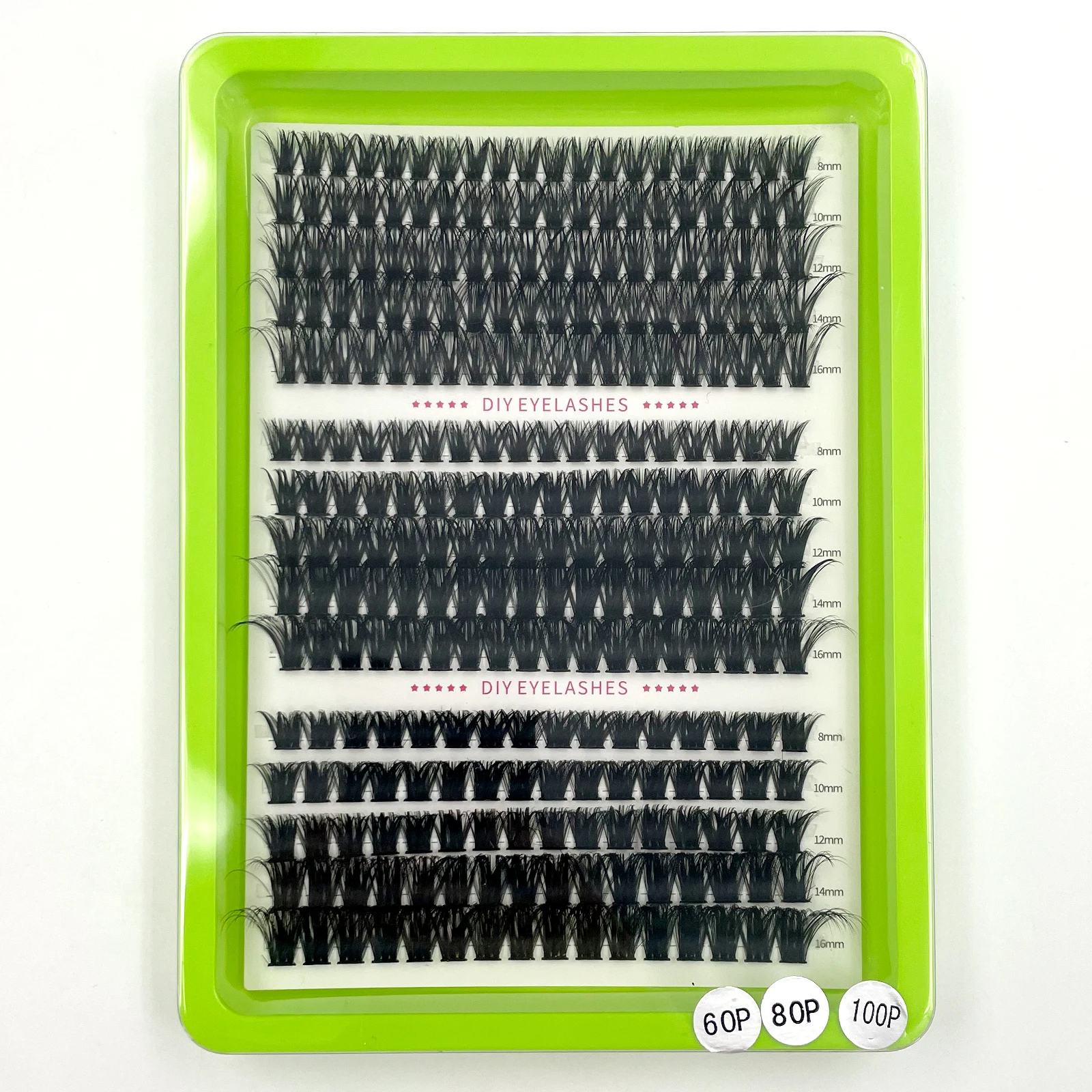 DIY Wimpernverlängerungen in Cluster-Form, 14 Reihen, Spikes, 50P-100P, Wispy Wimpern-Cluster mit Spikes, volle, einzelne Wimpern mit Spikes