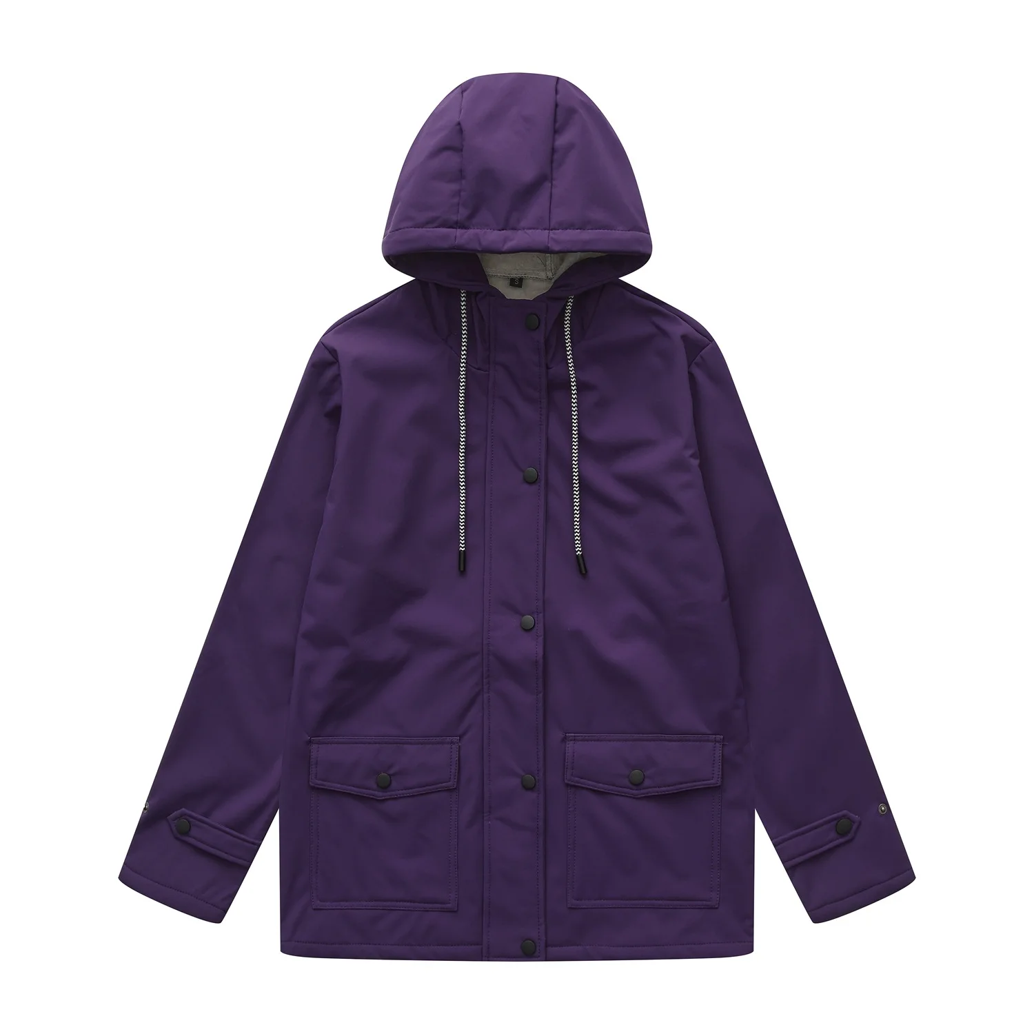 เสื้อโค้ทกันลมแบบมีฮู้ดบุขนแกะสำหรับผู้หญิง สวมใส่สบาย สไตล์ลำลอง ตัดเย็บแบบคลาสสิก กันน้ำ ใช้งานได้หลากหลาย