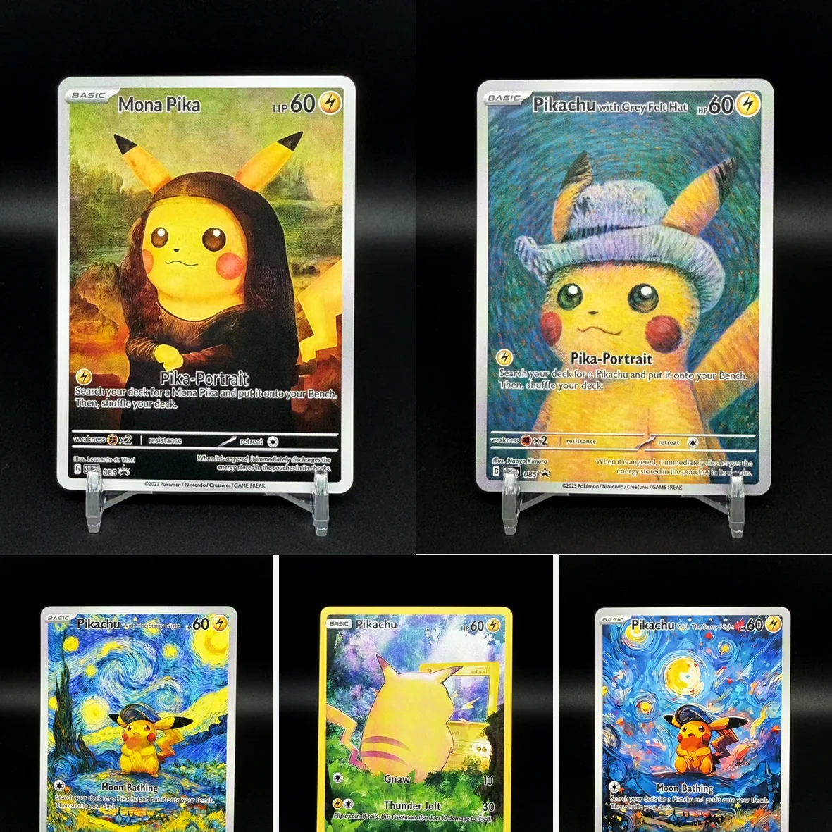 

Proxy Card DIY Pikachu Van Gogh Starry Night Mona Pika Art Style TCG Collectible Anime Game Cards Flash Card Gift Pokemon Card