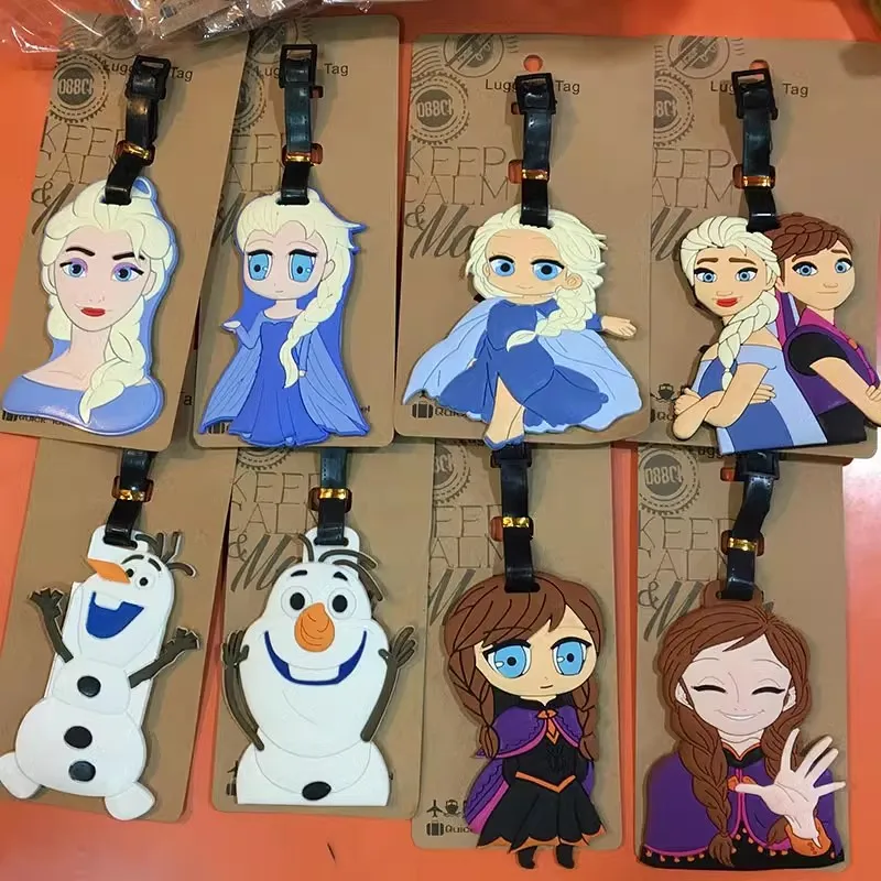 Disney Frozen Anna Elsa Princess Luggage Tag Silica Gel Suitcase ID Address Holder Baggage Boarding Tag Portable Label