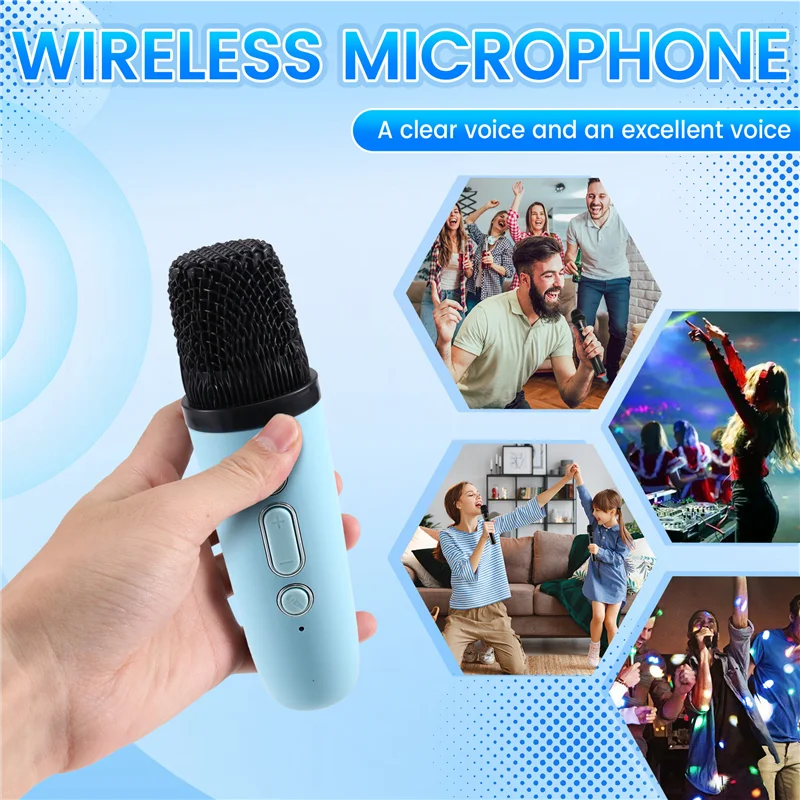 ABGI-K12 Портативный музыкальный плеер Беспроводной Bluetooth-динамик с двумя микрофонами Многофункциональная караоке-машина RGB