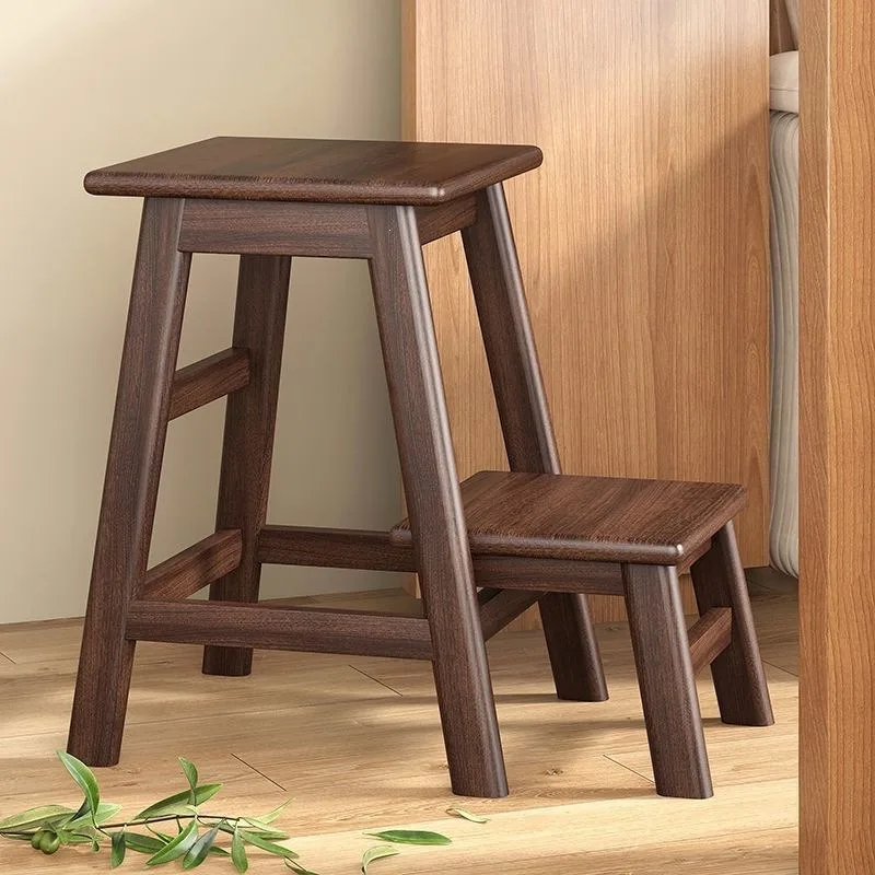 Folding stool for home use, two-step dual-use ladder stool, new model, simple ladder bench, solid wood for seniors