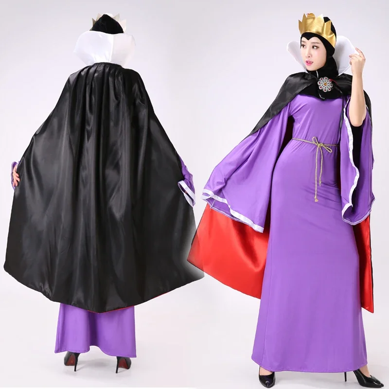 

Halloween Adult Snow White women Bad Queen Costume snow white Stepmother Dress with cape stage Dress