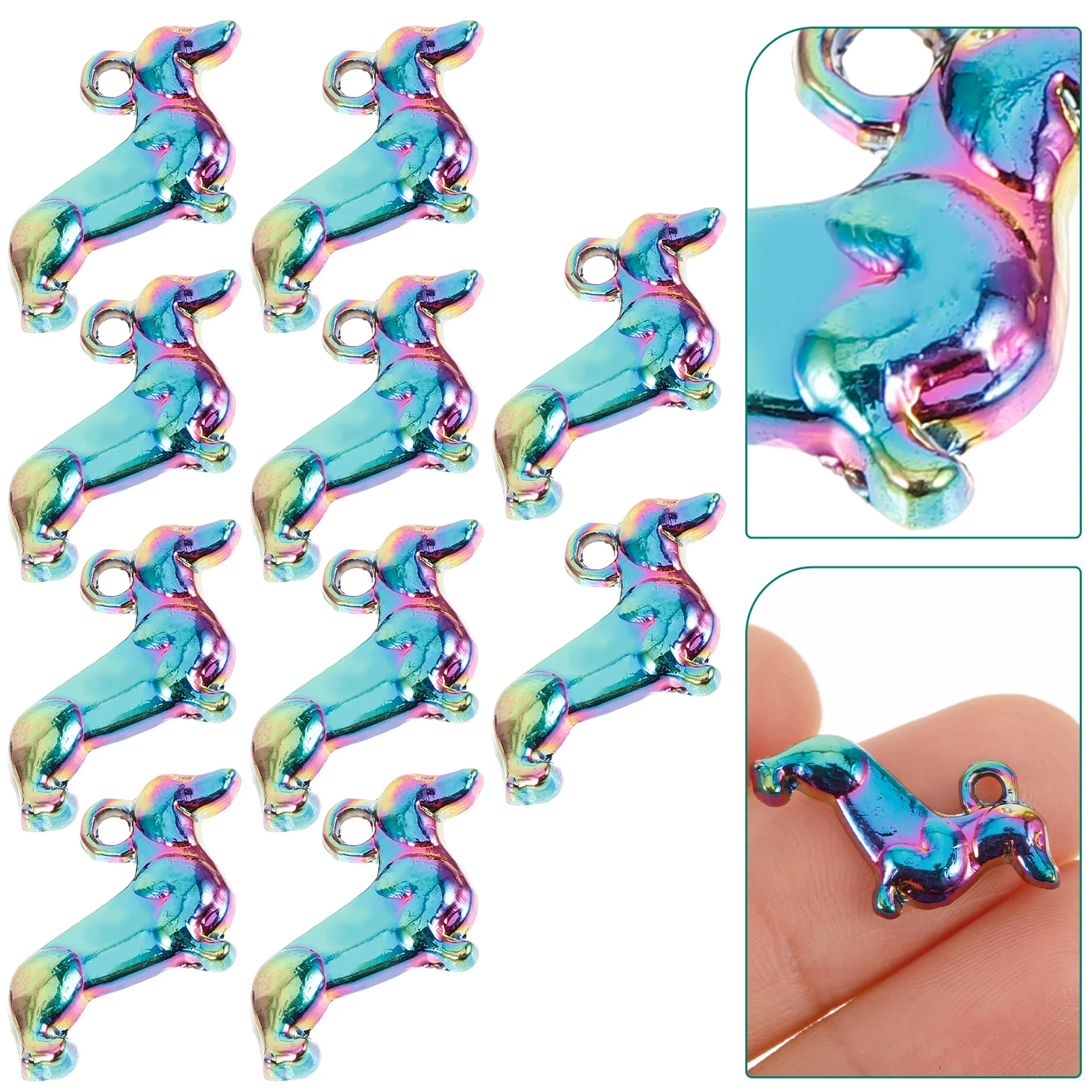 

10 шт., ювелирные подвески из сплава, семь цветов, ожерелье с таксой, аксессуары, прочные, гладкие, очаровательные, подвесные в форме собаки