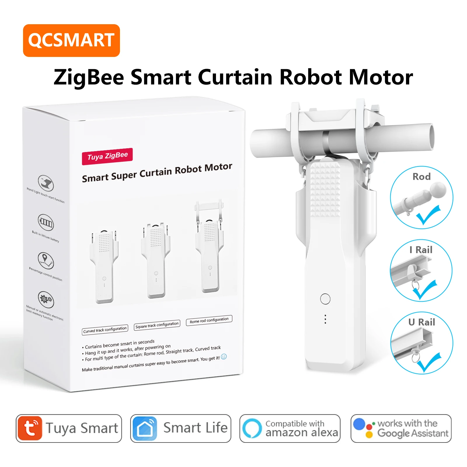 ZigBee 3.0 Robot pengemudi, tirai batang I jenis tirai motor Tuya hidup pintar Alexa jarak jauh Google Assistant kontrol suara