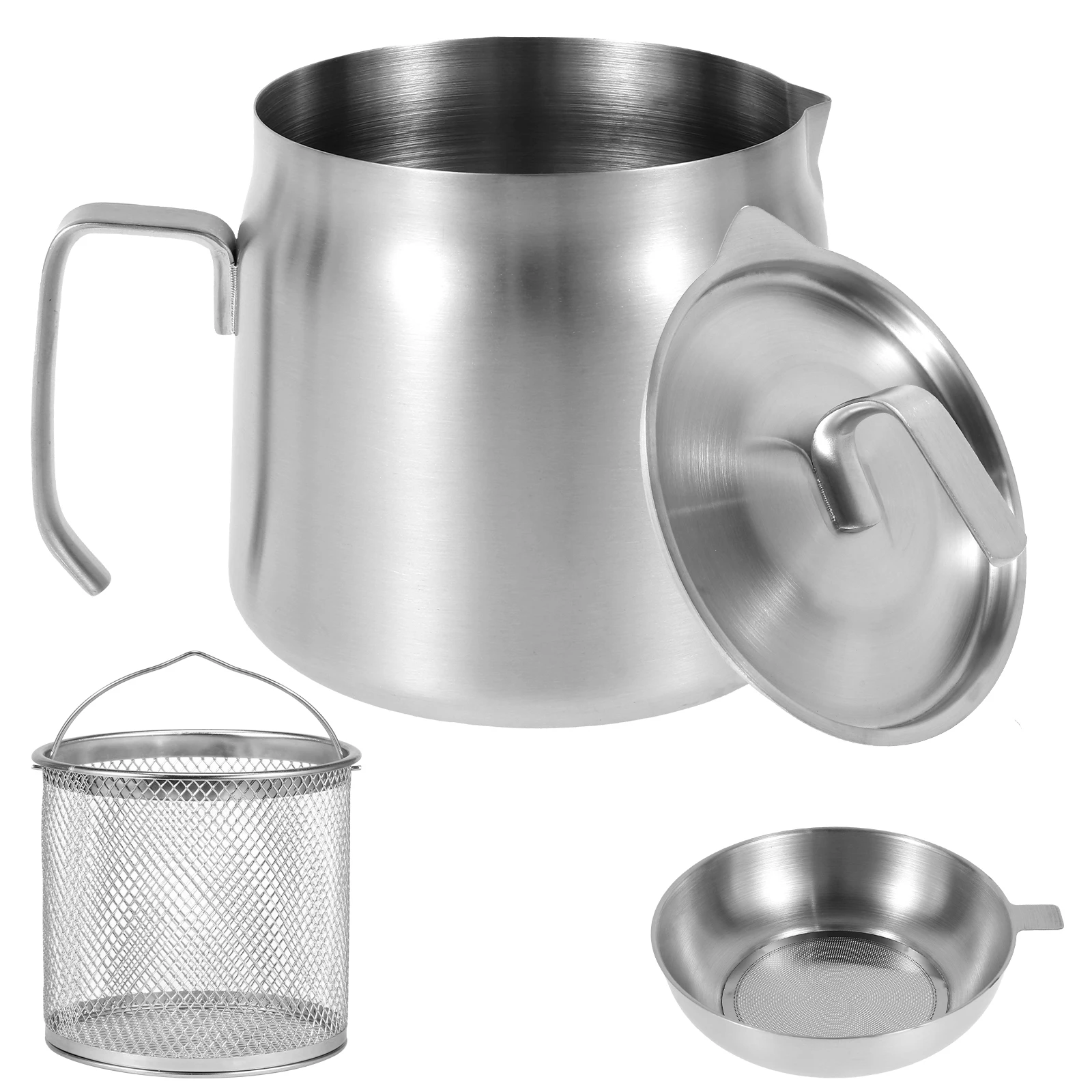 Oil Filter Pot Stainless Steel Oil Filter Vessel Large Capacity Rustproof Heat-resistant 2 In 1 Oil Strainer Pot with Frying