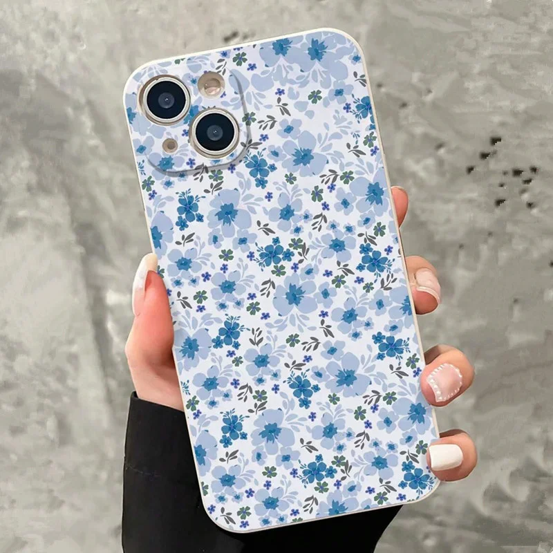 For Funda iphone 15 14 13 12 11 16 Pro 13Pro Max X XS Max XR SE 2020 2022 7 8 Plus Flower Pattern Anti-fall Phone Case Cover