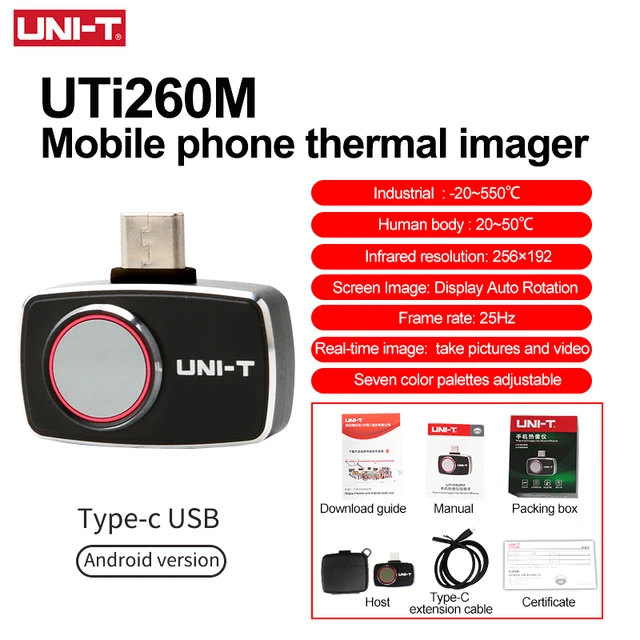 Kamera termowizyjna uni-t do telefonu komórkowego UTI260M UTI256M 256x192 pikseli kamera termowizyjna fajka wodna wykrywanie ogrzewania podłogowego