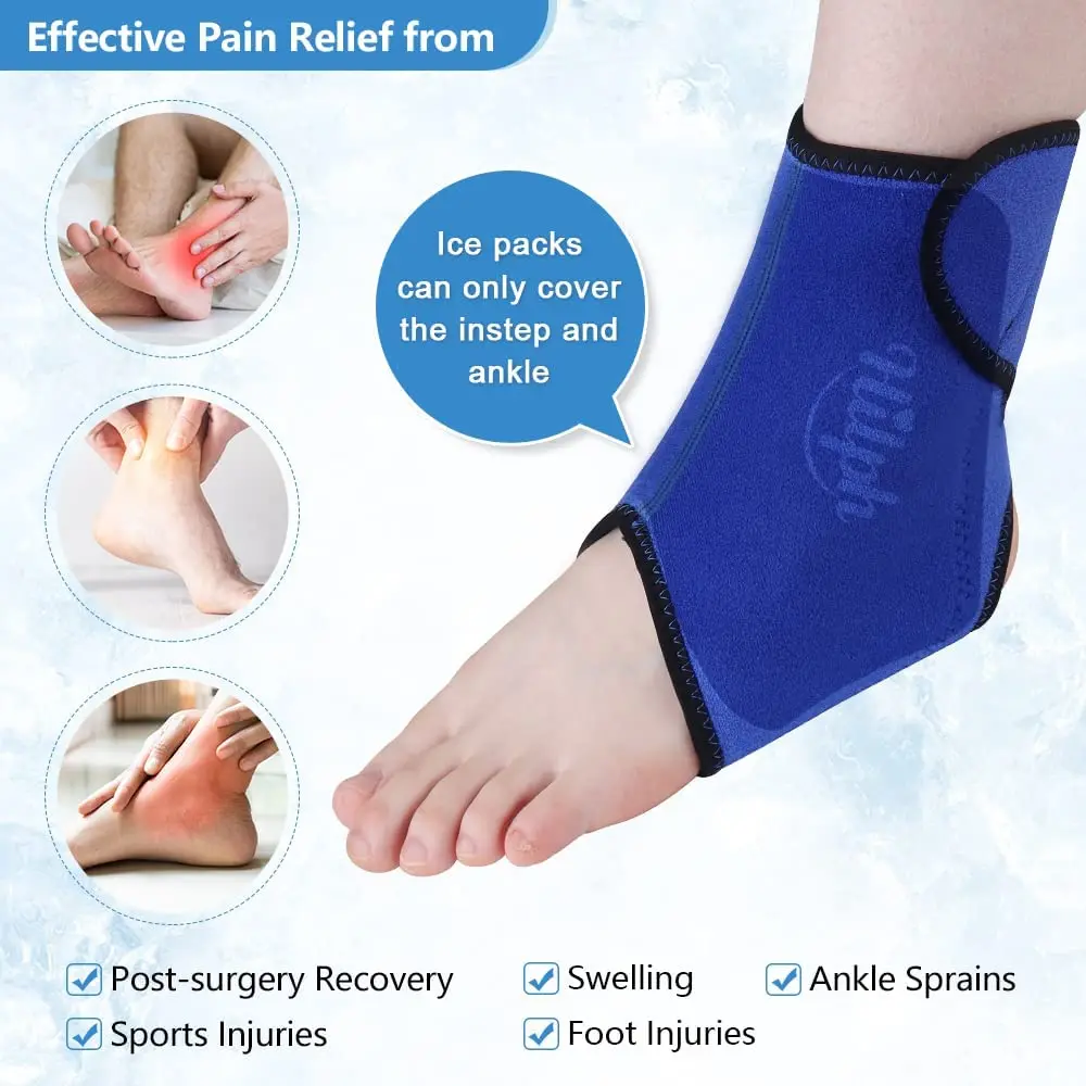 Reusable Ankle Ice Wrap Hot Cold Therapy for Injuries Ankle Ice Pack Brace Support for Foot Swelling ,Instep Joint Pain Relief