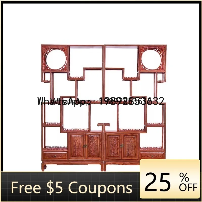 Chinese Style Storage Rack Solid Wood Multi-Treasure Cabinet Display Cabinet Tea Display Cabinet Office Bookshelf