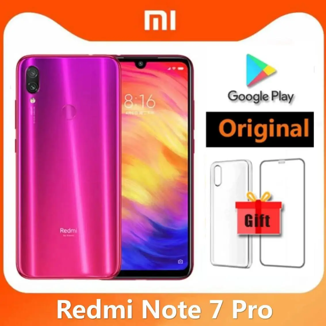 Оригинальный смартфон Xiaomi Redmi Note 7 PRO, 6 ГБ, 128 ГБ, Snapdragon 660AIE, Android-мобильный телефон, 4,0 МП + 5,0 МП, задняя камера, мобильный телефон