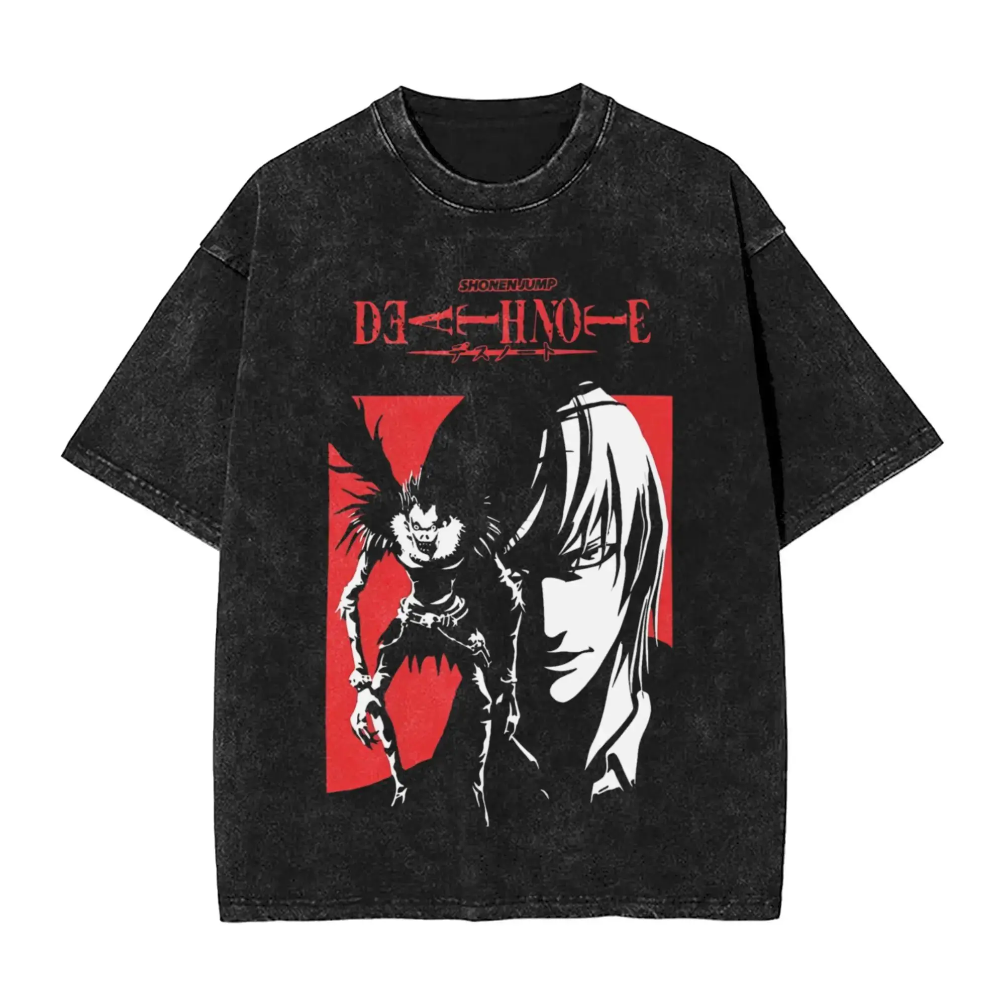 Harajuku Y2k T Shirt Manga DEATH NOTE T Shirts Graphic Print T-Shirts Washed Oversize Tshirt Cotton Casual Loose Clothes Unisex