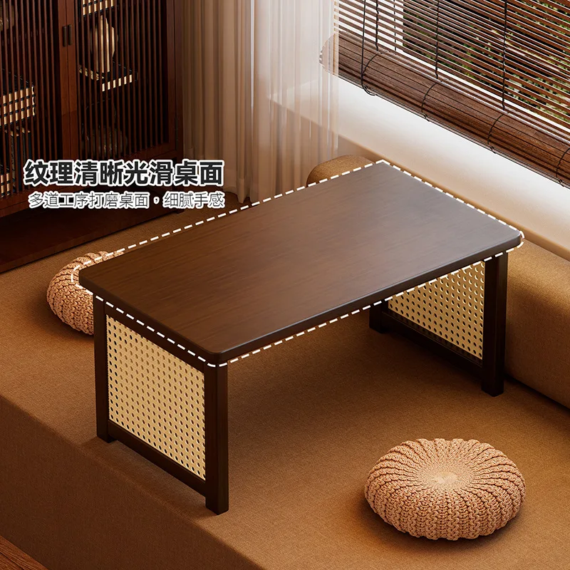 Foldable Bamboo Rattan Small Table for Bed Floor Study Writing Computer Desk Tatami Tea