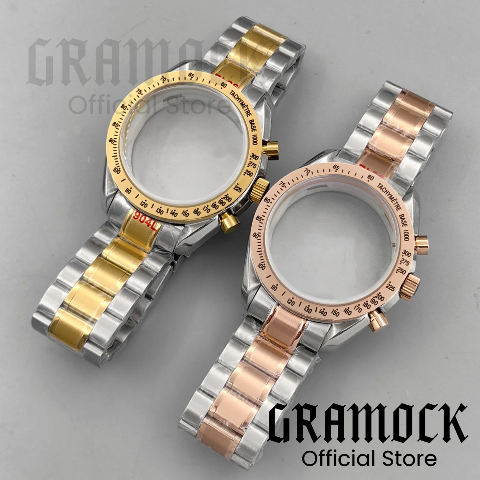 Waterproof Silver Gold/Rose Gold Multifunctional Watch Case Gold Rose Gold Chronograph Fixed Bezel Fit VK63 VK64 Quartz Movement
